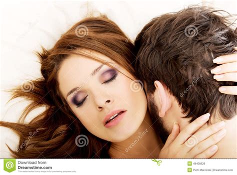 Young Lovers Kissing On The Bed Stock Image Image Of Love Passion
