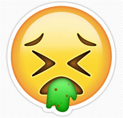 Yellow Sick Emoji Vomiting Vomit Stickers Citypng