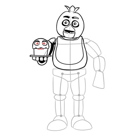 How To Draw Chica With A Cake Fnaf Sketchok