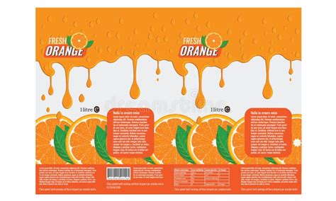 Branding Package Design For Orange Juice With Flat Color Stock Vector