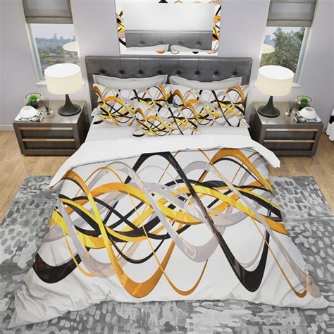 Shop Designart Gold And Silver Helix Modern And Contemporary Bedding