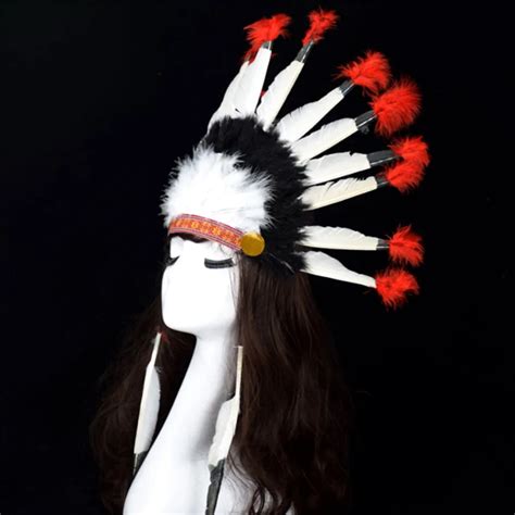 Chief Indian Feather Headdress Headband Samba Carnival Costume Indian Feather Costumes War