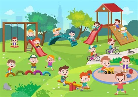 Kids Children Playing Playground Illustration Kids Graphics Kids