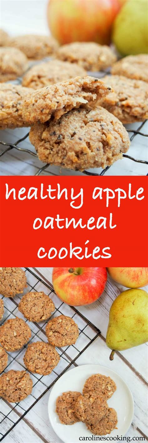 The combination of cinnamon, nutmeg, and dried fruits not only create a delicious sweet and drop dough by rounded tablespoonfuls onto cookie sheets; Healthy apple oatmeal cookies (GF, vegan) - Caroline's Cooking