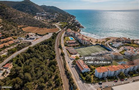 An Aerial View Of The Coastal Village Of Sitges In Barcelona Catalonia