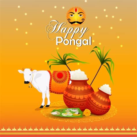 Premium Vector Happy Pongal Celebration Greeting Card Background