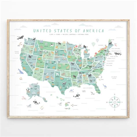 Us Map Instant Download 4 Print Sizes Usa Wall Art Usa Map Etsy Map