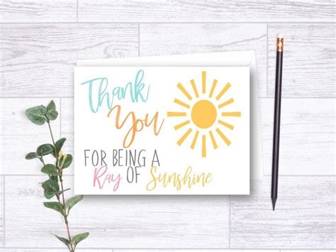 Downloadable You Are My Sunshine Thank You Card Ray Of Etsy Print