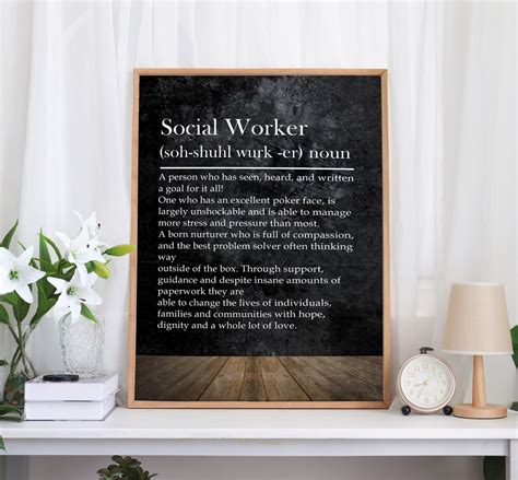 Social Work Poster Social Work Definition Wall Art Social Etsy