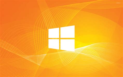 Windows 10 Simple White Logo On Orange Curves Wallpaper Computer