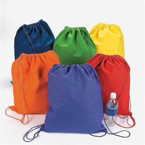 Large Bright Canvas Drawstring Bags 12 Pc Oriental Trading