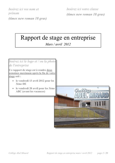 Exemple De Rapport De Stage 3eme Agence De Voyage Janawiyoto