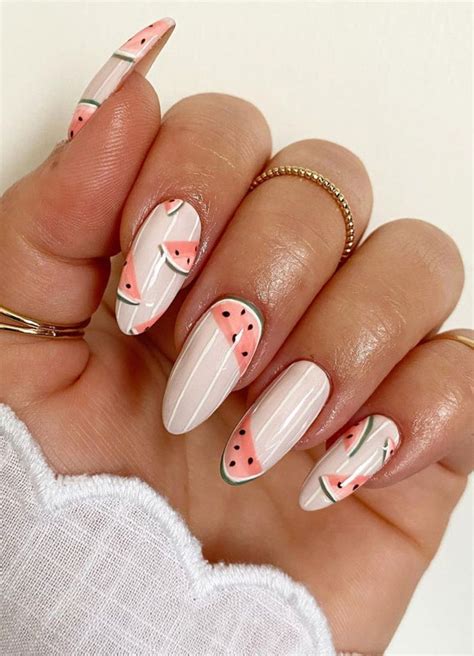 59 Summer Nail Colours And Design Inspo For 2021 Watermelon Nails