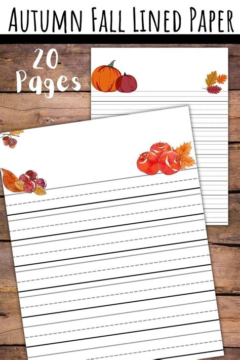 Fall Writing Paper With Leaves And Pumpkins Many Levels Of Lined Spacing