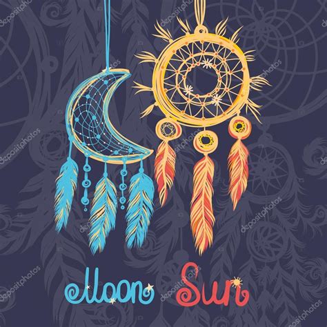 Beautiful Vector Illustration With Dream Catchers Colorful Ethnic