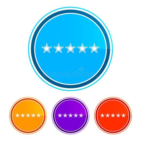 Five Stars Rating Icon Elegant Blue Round Button Illustration Stock