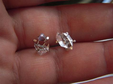 Herkimer Diamond Earrings Raw Flawless 10mm Double Terminated Crystal
