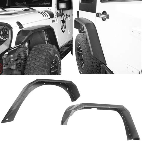 Steel Textured Wide Front And Rear Fender Flares For 07 18 Jeep Wrangler