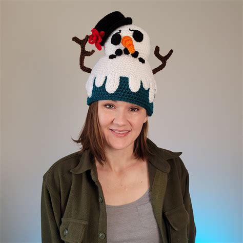 melting snowman crochet hat pattern digital crochet beanie etsy