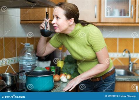 Female Cooking Dinner At Home Stock Photo Image Of Home Everyday