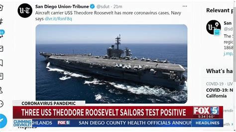 3 Sailors Aboard Uss Theodore Roosevelt Test Positive For Coronavirus