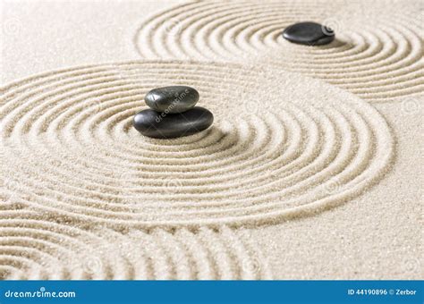 A Zen Garden With Black Pebbles Stock Photo Image 44190896