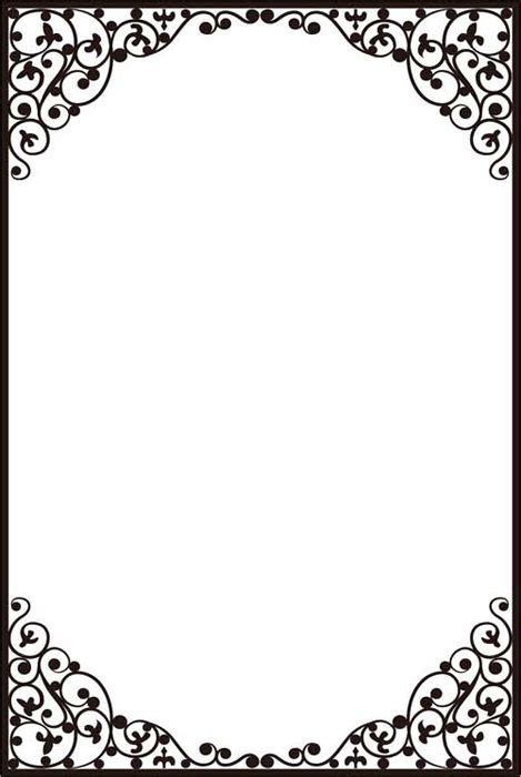 An Ornate Black And White Frame With Scrolls On The Edges For Text Or