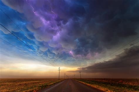 Free Download Texas Usa Road Storm Clouds Rain Lightning Sky Wallpaper