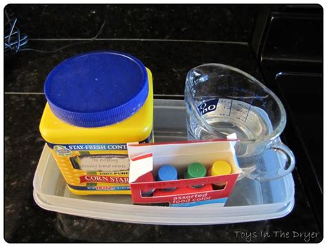 1.empty the cornstarch in to the bowl or container. Corn Starch and Water, Activities for kids
