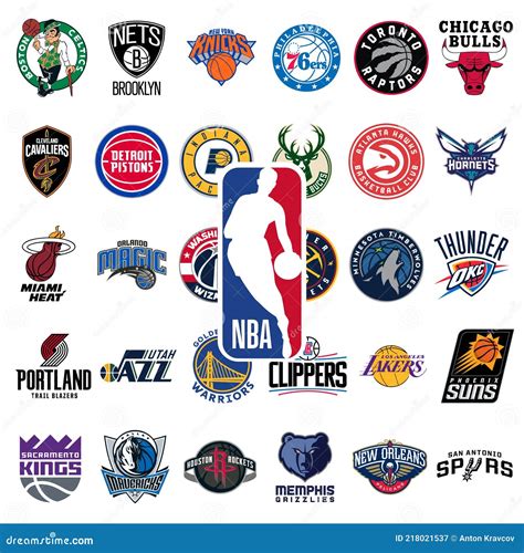 Logo Of All National Basketball Association Teams Editorial