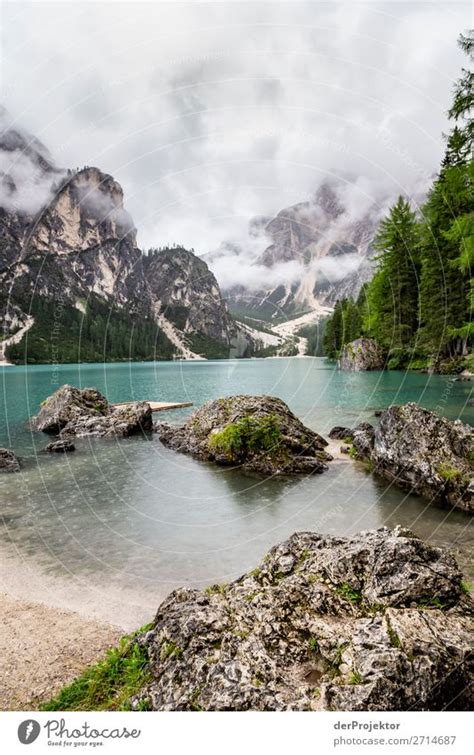 Braies Lake With Clouds In The Dolomites Iii A Royalty Free Stock