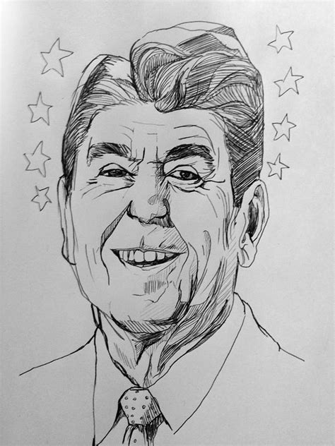 Ronald Reagan Drawing By Len Holmes Fine Art America