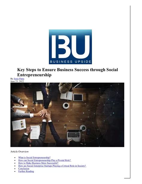 PPT Key Steps To Ensure Business Success Through Social Entrepreneurship PowerPoint