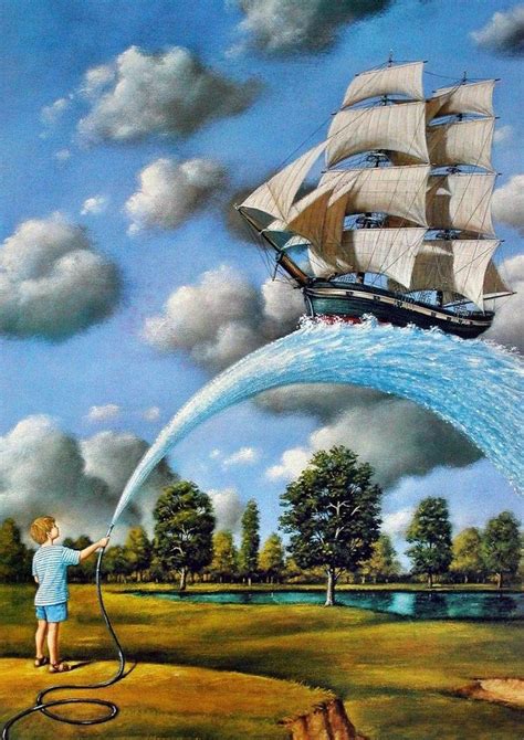 Sailing On A Spray Rafal Olbinski 01 Surrealism Painting Surreal Art Unusual Art