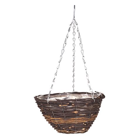 Black Rattan Round Hanging Basket