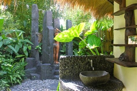 Tropical Outdoor Bathing Outdoor Bathrooms Balinese Bathroom