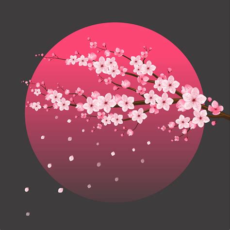 Cherry Blossom Sakura Over Moon 833324 Vector Art At Vecteezy