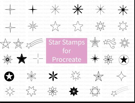 Procreate Star Stamps Procreate Stamps Star Doodles Stamp Etsy