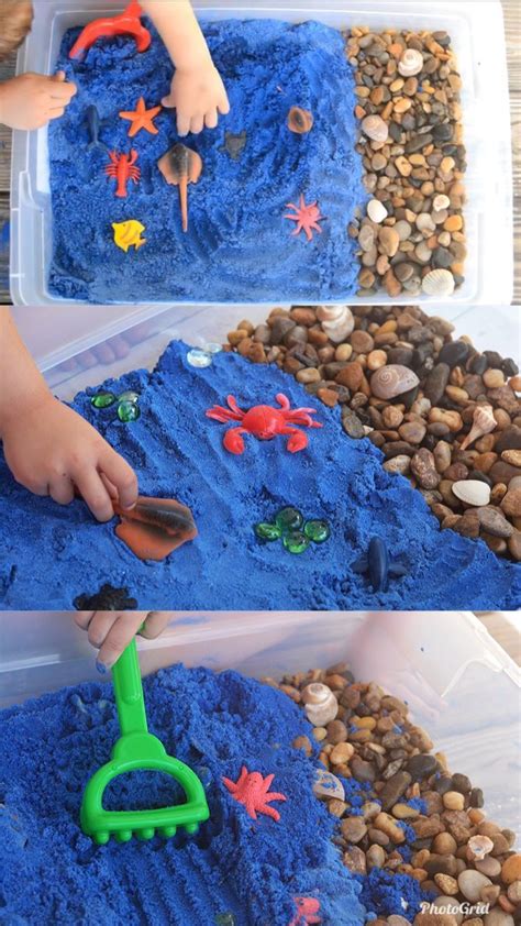 Ocean Kinetic Sand Recipe - I Heart Arts n Crafts | Summer preschool