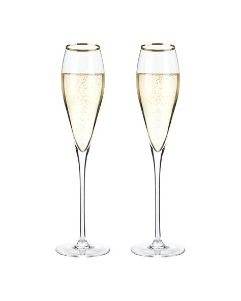 Viski Gold Rimmed Crystal Champagne Flutes Unbeatable Prices Buy Online Best Deals With