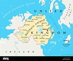 Northern Ireland political map with capital Belfast, national border ...