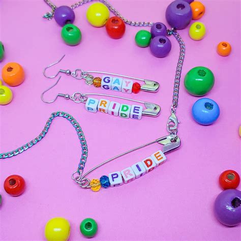 gay pride safety pin necklace pride word earrings rainbow pride necklace lgbtq etsy