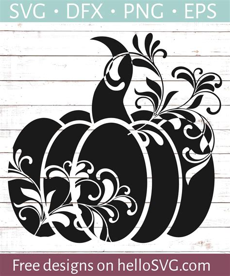 Floral Pumpkin Silhouette SVG Free SVG Files HelloSVG Com
