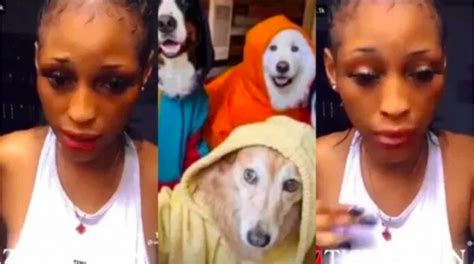 Video Of Popular Nigerian Slay Queen Sleeping With Avu Dog In Dubai