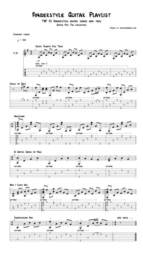 Top 10 Fingerstyle Guitar Songs And Tabs Fingerstyle Guitar Playlist Pdf Guitar Sheet Music