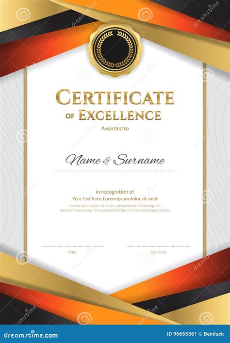 Portrait Luxury Certificate Template With Elegant Red Border Frame