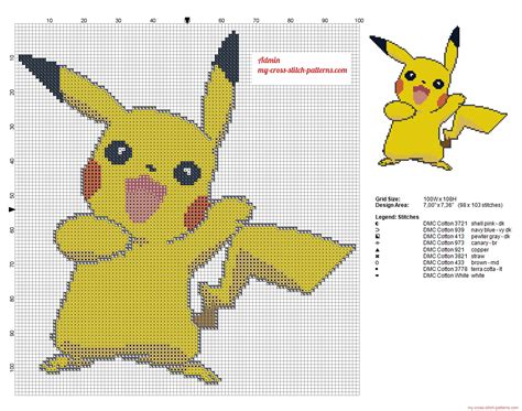 Smiling Pikachu Pokémon Cross Stitch Pattern Free Cross Stitch