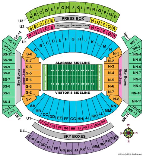 Bryant Denny Stadium Seating Chart Alabama Crimson Tide Football