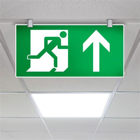 Fire Exit Sign Ceiling Suspended Bs Iso 7010 Signbox