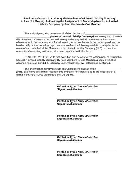 Unanimous Consent Agreement Example Fill Out And Sign Online Dochub